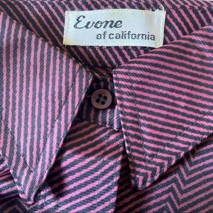 VTG 60s 70s Evone California Sheer Stretch ZigZag Button Up Down Shirt Vintage